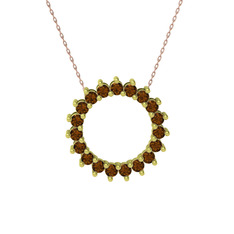 Gün Işığı Kolye - Dumanlı kuvars 18 ayar altın kolye (40 cm rose altın rolo zincir) #1fyqrt2