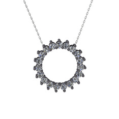 Gün Işığı Kolye - Pırlanta 925 ayar siyah rodyum kaplama gümüş kolye (0.285 karat, 40 cm beyaz altın rolo zincir) #1ismkt9