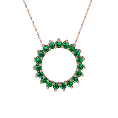 Gün Işığı Kolye - Yeşil kuvars 18 ayar rose altın kolye (40 cm rose altın rolo zincir) #1jcmo09