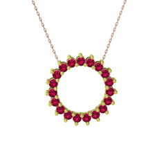 Gün Işığı Kolye - Rodolit garnet 14 ayar altın kolye (40 cm rose altın rolo zincir) #1jubaq0