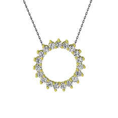 Gün Işığı Kolye - Swarovski 18 ayar altın kolye (40 cm gümüş rolo zincir) #1kiywmn