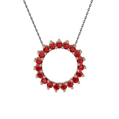 Gün Işığı Kolye - Garnet 18 ayar rose altın kolye (40 cm gümüş rolo zincir) #1l013qc