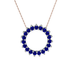 Gün Işığı Kolye - Lab safir 925 ayar gümüş kolye (40 cm rose altın rolo zincir) #1l216pz