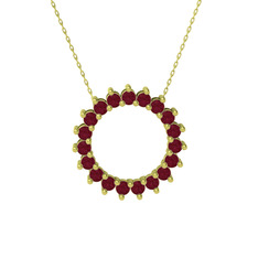 Gün Işığı Kolye - Kök yakut 18 ayar altın kolye (40 cm altın rolo zincir) #1l2esq1