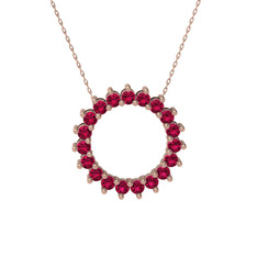 Gün Işığı Kolye - Rodolit garnet 925 ayar rose altın kaplama gümüş kolye (40 cm rose altın rolo zincir) #1lw1wx8