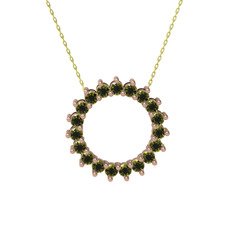 Gün Işığı Kolye - Peridot 8 ayar rose altın kolye (40 cm gümüş rolo zincir) #1nog0p0