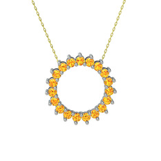 Gün Işığı Kolye - Sitrin 8 ayar beyaz altın kolye (40 cm altın rolo zincir) #1nygwwe