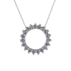 Pırlanta 8 ayar beyaz altın kolye (0.285 karat, 40 cm gümüş rolo zincir)