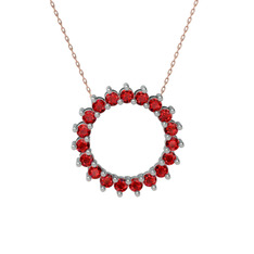 Gün Işığı Kolye - Garnet 8 ayar beyaz altın kolye (40 cm rose altın rolo zincir) #1qe07zg