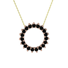 Gün Işığı Kolye - Siyah zirkon 14 ayar rose altın kolye (40 cm altın rolo zincir) #1qe0dan
