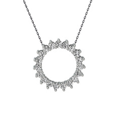 Gün Işığı Kolye - Swarovski 8 ayar beyaz altın kolye (40 cm gümüş rolo zincir) #1qz3mvk