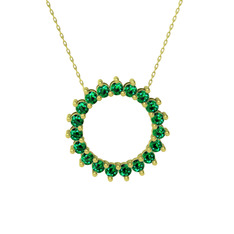 Gün Işığı Kolye - Yeşil kuvars 18 ayar altın kolye (40 cm gümüş rolo zincir) #1tj8au6