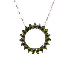 Gün Işığı Kolye - Peridot 925 ayar siyah rodyum kaplama gümüş kolye (40 cm gümüş rolo zincir) #1w1jrtw