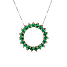 Gün Işığı Kolye - Yeşil kuvars 8 ayar rose altın kolye (40 cm beyaz altın rolo zincir) #2tp0f