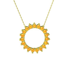 Gün Işığı Kolye - Sitrin 18 ayar altın kolye (40 cm altın rolo zincir) #36jeol