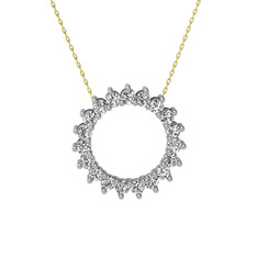 Gün Işığı Kolye - Swarovski 8 ayar beyaz altın kolye (40 cm altın rolo zincir) #3ll5mk