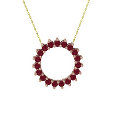 Gün Işığı Kolye - Kök yakut 925 ayar rose altın kaplama gümüş kolye (40 cm altın rolo zincir) #4pv8fq