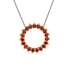 Gün Işığı Kolye - Garnet 18 ayar altın kolye (40 cm gümüş rolo zincir) #5n2kvf
