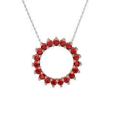 Gün Işığı Kolye - Garnet 8 ayar rose altın kolye (40 cm gümüş rolo zincir) #654746