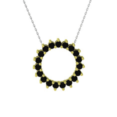 Gün Işığı Kolye - Siyah zirkon 18 ayar altın kolye (40 cm beyaz altın rolo zincir) #6dga9q