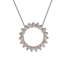 Gün Işığı Kolye - Beyaz zirkon 925 ayar rose altın kaplama gümüş kolye (40 cm gümüş rolo zincir) #7wj3j9