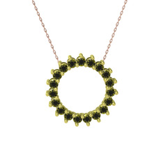 Gün Işığı Kolye - Peridot 8 ayar altın kolye (40 cm rose altın rolo zincir) #945eed