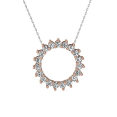 Gün Işığı Kolye - Beyaz zirkon 18 ayar rose altın kolye (40 cm beyaz altın rolo zincir) #95l4wh