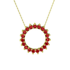 Gün Işığı Kolye - Garnet 925 ayar altın kaplama gümüş kolye (40 cm altın rolo zincir) #9rdv2f