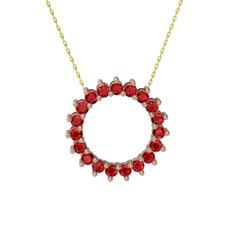 Gün Işığı Kolye - Garnet 18 ayar rose altın kolye (40 cm altın rolo zincir) #9tea6g