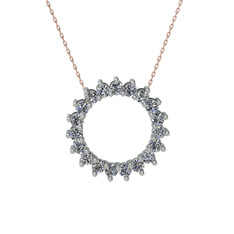 Gün Işığı Kolye - Pırlanta 14 ayar beyaz altın kolye (0.285 karat, 40 cm rose altın rolo zincir) #bf0664