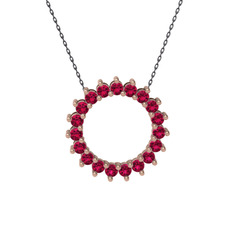 Gün Işığı Kolye - Rodolit garnet 18 ayar rose altın kolye (40 cm gümüş rolo zincir) #djqu76