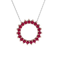 Gün Işığı Kolye - Rodolit garnet 925 ayar rose altın kaplama gümüş kolye (40 cm beyaz altın rolo zincir) #dn1xut