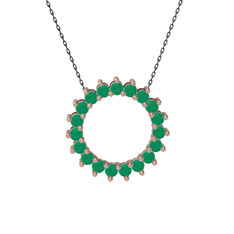 Gün Işığı Kolye - Kök zümrüt 18 ayar rose altın kolye (40 cm gümüş rolo zincir) #ey2ktf