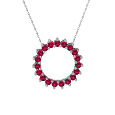 Rodolit garnet 8 ayar beyaz altın kolye (40 cm beyaz altın rolo zincir)