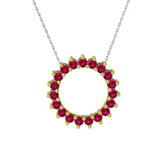 Gün Işığı Kolye - Rodolit garnet 14 ayar altın kolye (40 cm beyaz altın rolo zincir) #htrox8