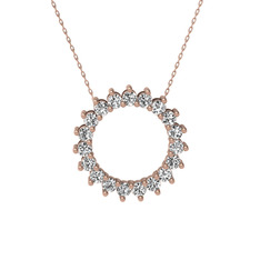 Beyaz zirkon 925 ayar rose altın kaplama gümüş kolye (40 cm rose altın rolo zincir)