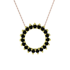 Gün Işığı Kolye - Siyah zirkon 8 ayar altın kolye (40 cm rose altın rolo zincir) #ivwb2k