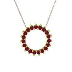 Gün Işığı Kolye - Kök yakut 8 ayar altın kolye (40 cm rose altın rolo zincir) #ixjybo