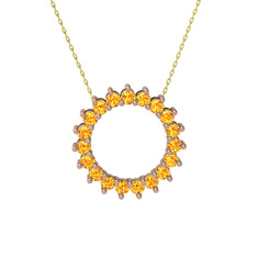 Gün Işığı Kolye - Sitrin 8 ayar rose altın kolye (40 cm altın rolo zincir) #j82v59