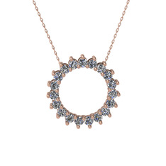 Gün Işığı Kolye - Pırlanta 14 ayar rose altın kolye (0.285 karat, 40 cm rose altın rolo zincir) #jwdz4i