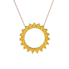 Sitrin 14 ayar altın kolye (40 cm rose altın rolo zincir)