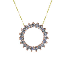 Gün Işığı Kolye - Pırlanta 8 ayar rose altın kolye (0.285 karat, 40 cm altın rolo zincir) #kgr6as