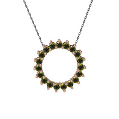 Peridot 925 ayar rose altın kaplama gümüş kolye (40 cm gümüş rolo zincir)