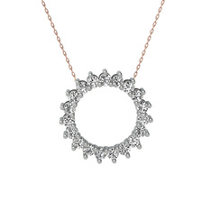 Gün Işığı Kolye - Beyaz zirkon 18 ayar beyaz altın kolye (40 cm gümüş rolo zincir) #m5gftm