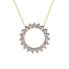 Swarovski 8 ayar rose altın kolye (40 cm altın rolo zincir)