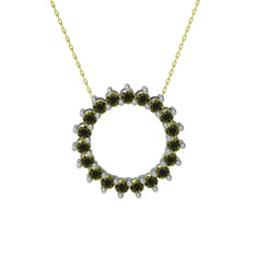 Peridot 18 ayar beyaz altın kolye (40 cm altın rolo zincir)