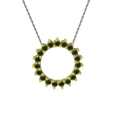 Gün Işığı Kolye - Peridot 14 ayar altın kolye (40 cm gümüş rolo zincir) #nqga66