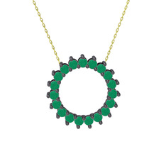 Gün Işığı Kolye - Kök zümrüt 925 ayar siyah rodyum kaplama gümüş kolye (40 cm altın rolo zincir) #ow4rz3