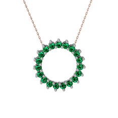 Gün Işığı Kolye - Yeşil kuvars 8 ayar beyaz altın kolye (40 cm rose altın rolo zincir) #rvmewx