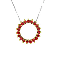 Gün Işığı Kolye - Garnet 8 ayar altın kolye (40 cm beyaz altın rolo zincir) #s69gqq